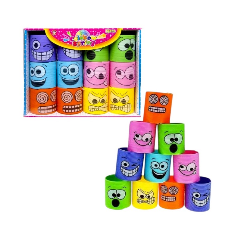 Σετ ελατήρια πολύχρωμα με φατσούλες - 12pcs - B1219-2G - 215292