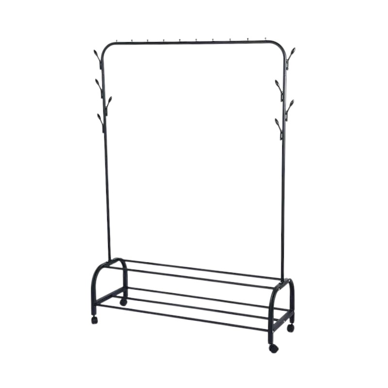 Τροχήλατη κρεμάστρα δαπέδου με ράφια παπουτσιών - YP-608 - 522629 - Black
