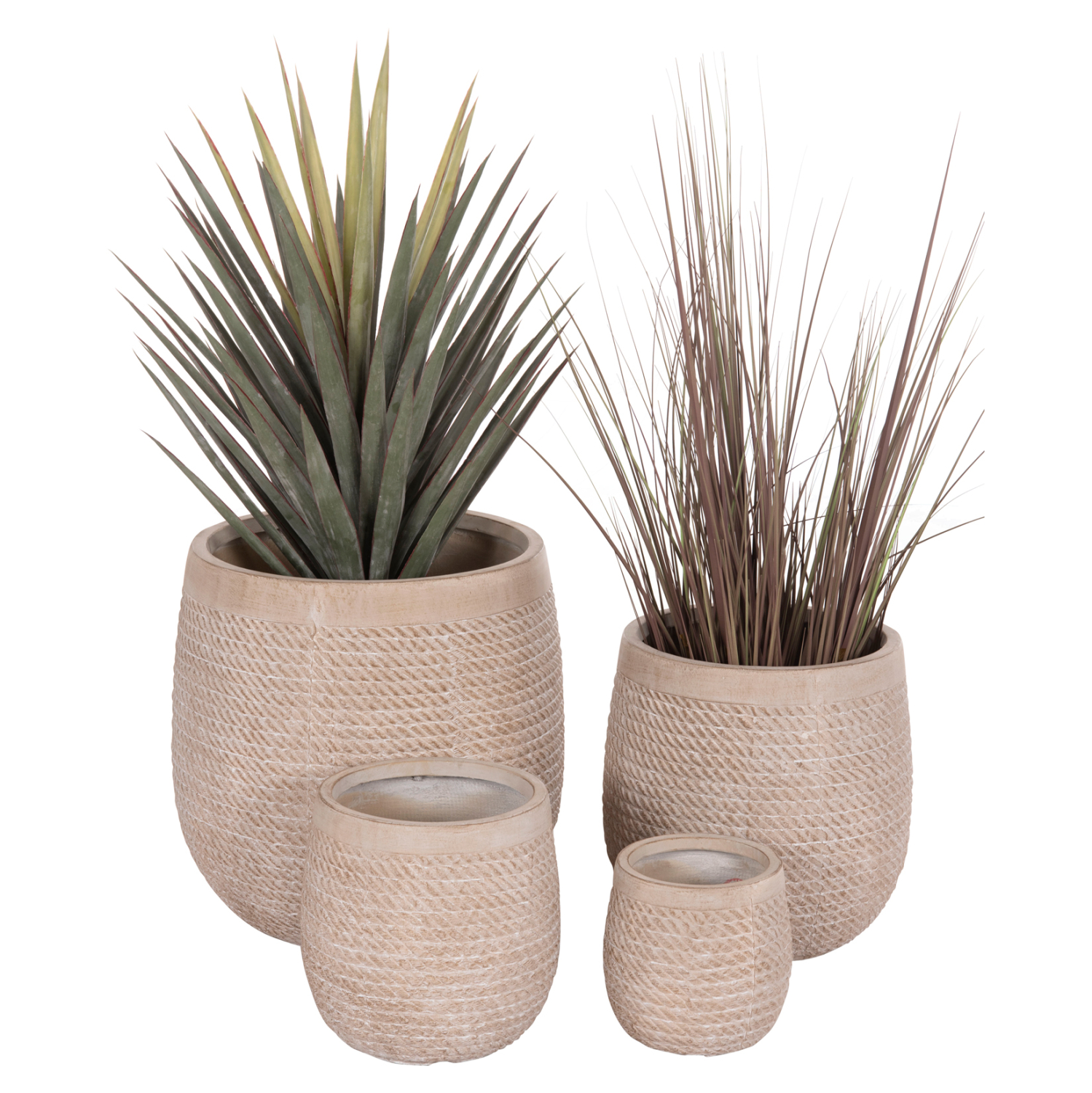 ΣΕΤ 4ΤΜΧ ΓΛΑΣΤΡΕΣ ΣΤΡΟΓΓΥΛΕΣ GARDENER HM4722 FIBERCLAY--IVORY CEMENT Φ54x54Υεκ