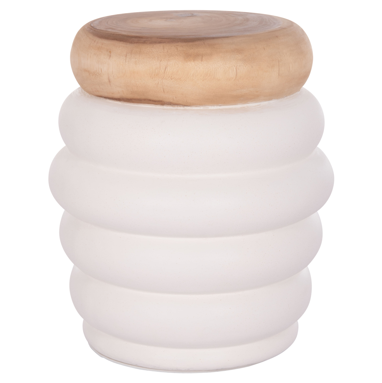 ΤΡΑΠΕΖΙ ΒΟΗΘΗΤΙΚΟ PUFFAT HM18172.02 FIBER CEMENT ΛΕΥΚΟ- ΞΥΛΟ TEAK TOP Φ45x46Υεκ.