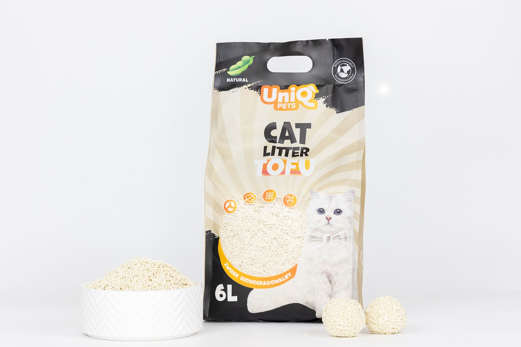 Uniq Βιοδιασπώμενο τόφου 6Lt Άμμος Γάτας Natural