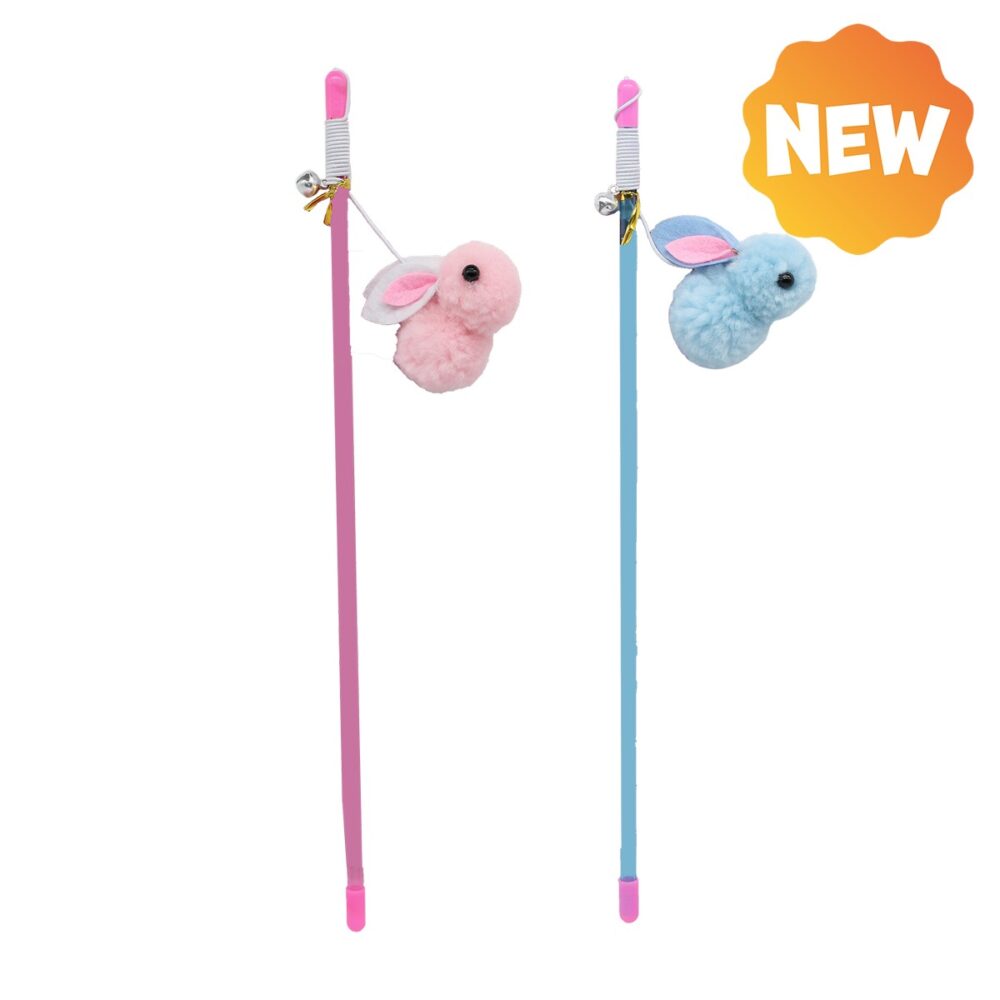 Uniq Pets Παιχνίδι Γάτας Swishy Πλαστική Ράβδος με Λούτρινο Κουνελάκι σε Σχοινί