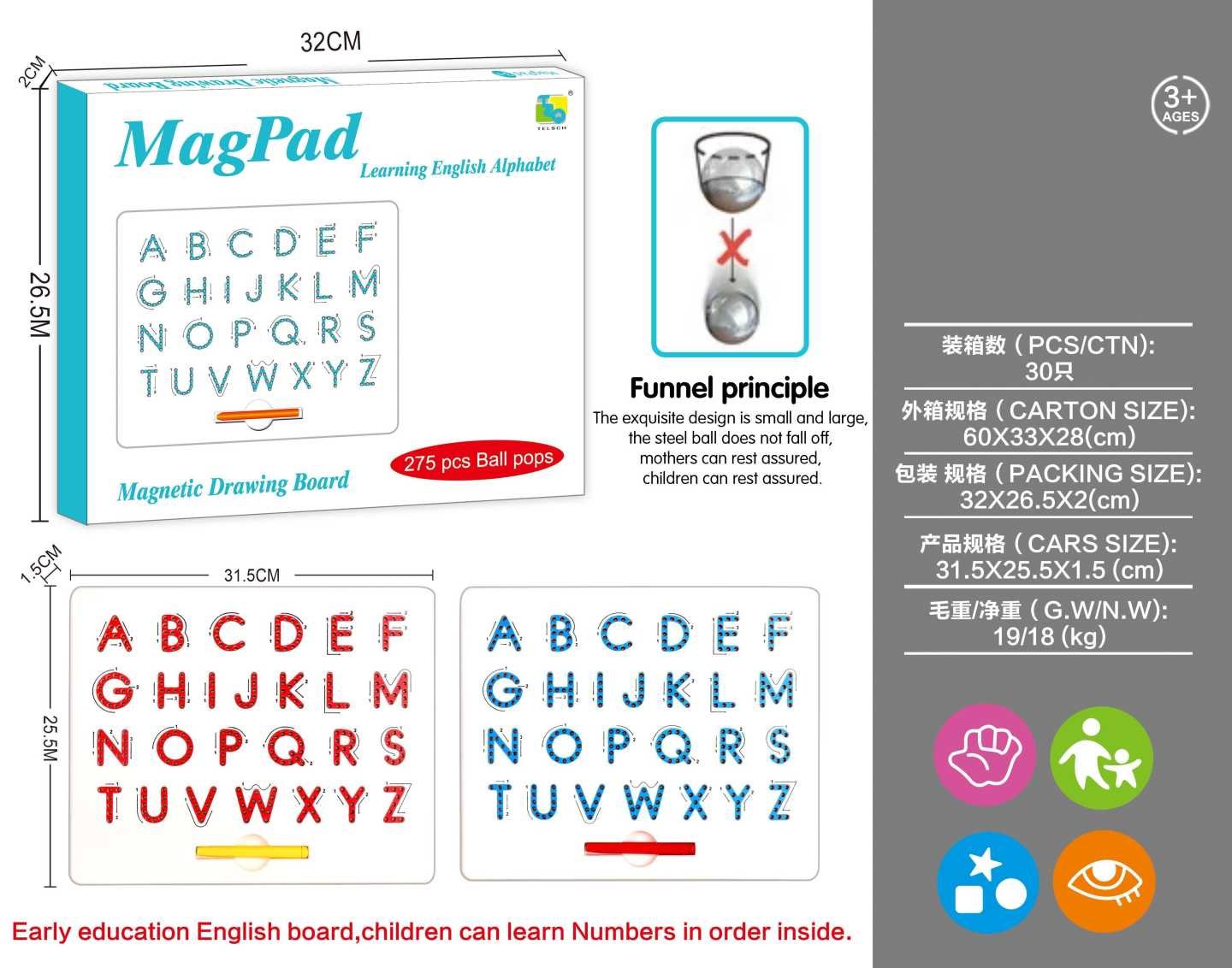 Εκπαιδευτικός πίνακας εκμάθησης της αγγλικής αλφαβήτας - TSQ-275 - 540025