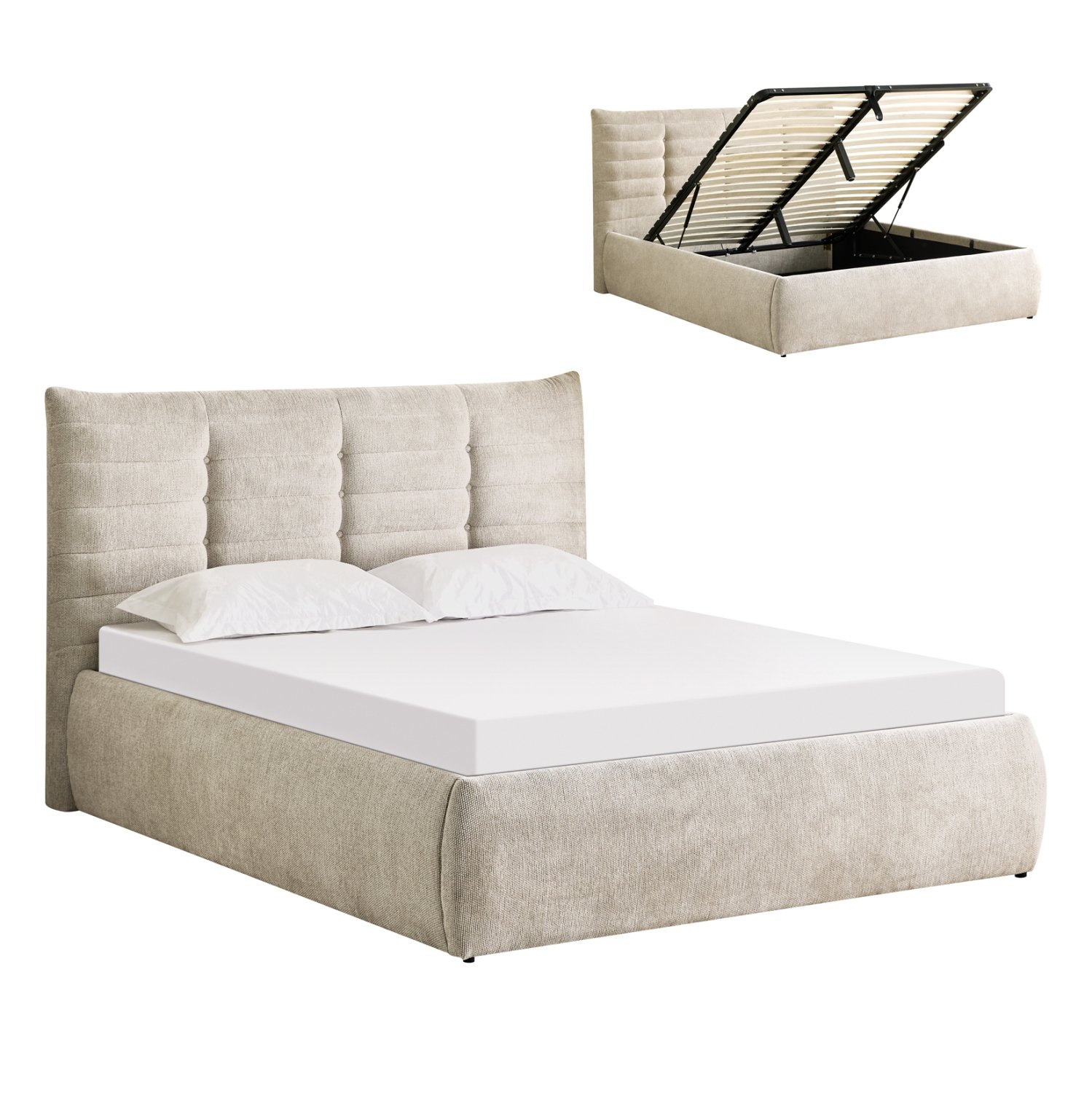 ΚΡΕΒΑΤΙ ΔΙΠΛΟ SANDRA HM732.03 ΜΠΕΖ ΥΦΑΣΜΑ & ΑΠΟΘΗΚΕΥΤΙΚΟΣ ΧΩΡΟΣ--ΣΤΡΩΜΑ 160x200εκ