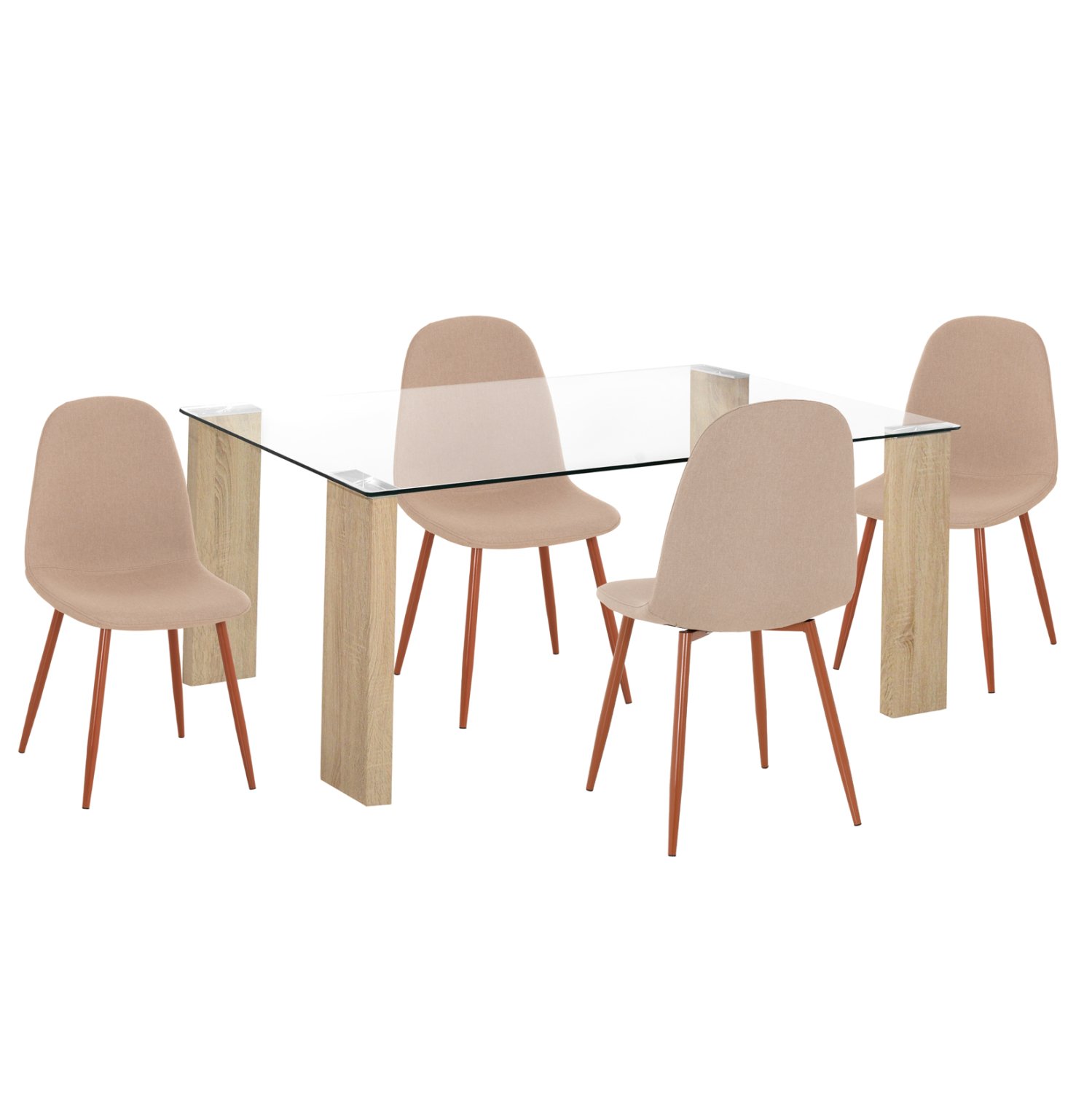 ΣΕΤ ΤΡΑΠΕΖΑΡΙΑΣ 5ΤΜΧ LEOMOR HM21270.01 ΤΡΑΠΕΖΙ & 4 ΚΑΡΕΚΛΕΣ - ΜΠΕΖ ΥΦΑΣΜΑ