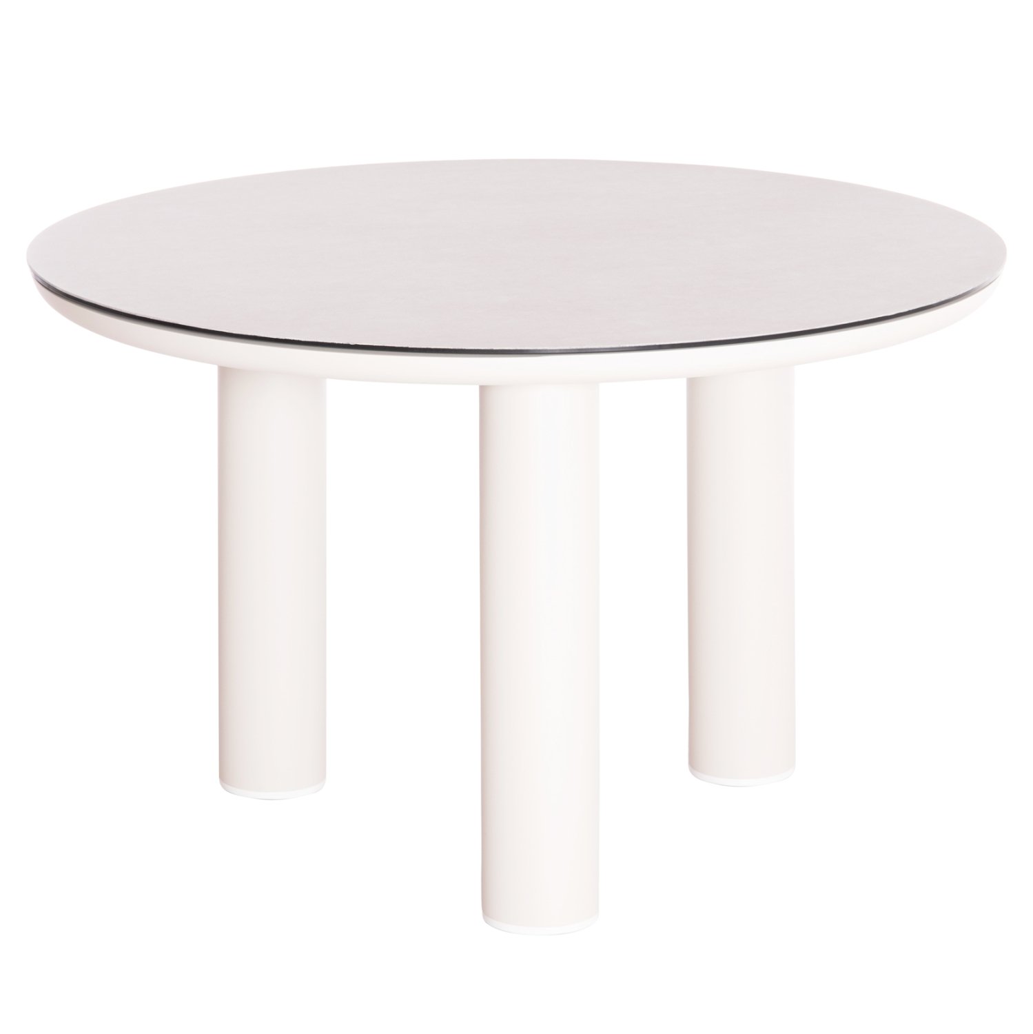 ΤΡΑΠΕΖΙ ΑΛΟΥΜΙΝΙΟΥ DOSUN HM6201.02 ΚΡΕΜ ΣΚΕΛΕΤΟΣ-3D PRINT ΓΥΑΛΙ-ΚΕΡΑΜΙΚΟ LOOK Φ120εκ