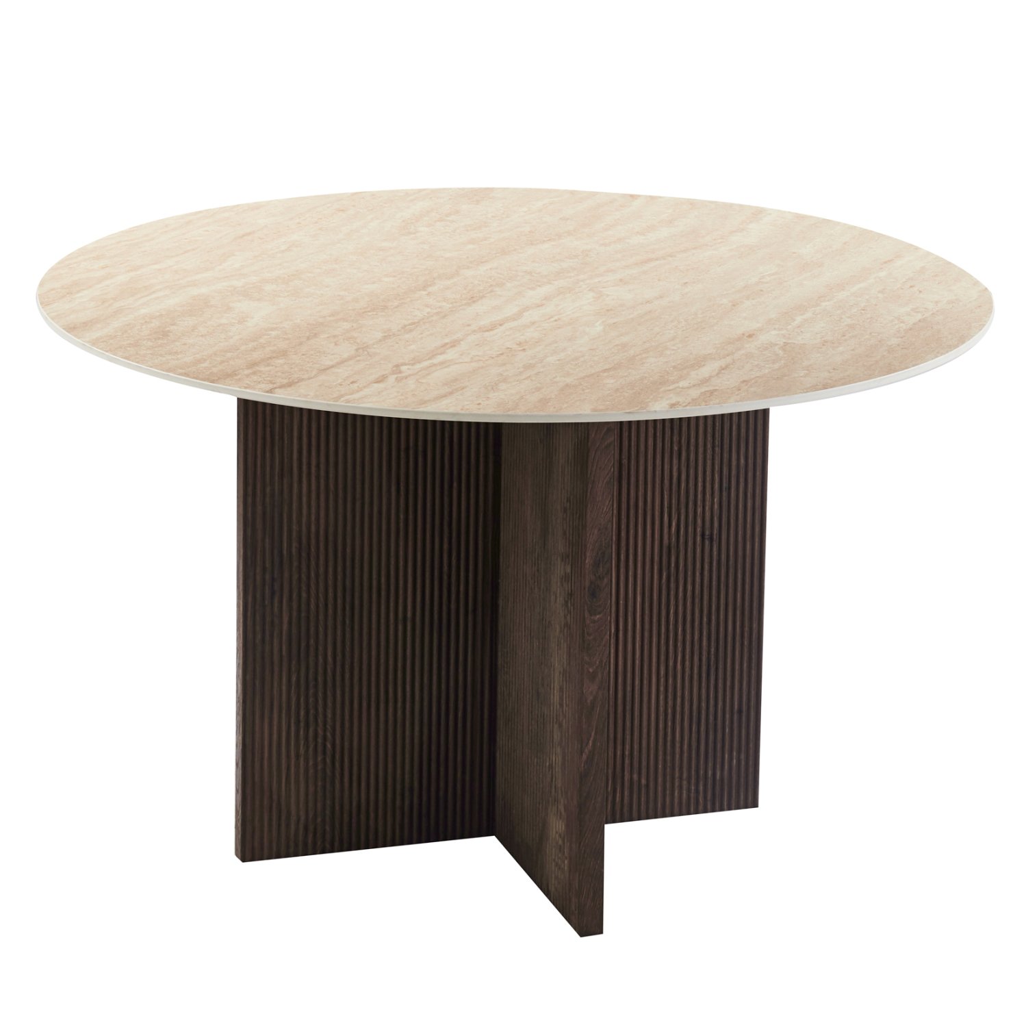 ΤΡΑΠΕΖΙ ΤΡΑΠΕΖΑΡΙΑΣ ΣΤΡΟΓΓΥΛΟ SKY HM18331 ΚΕΡΑΜΙΚΟ TOP ΟΨΗ ΤΡΑΒΕΡΤΙΝΑΣ Φ120x76Υεκ