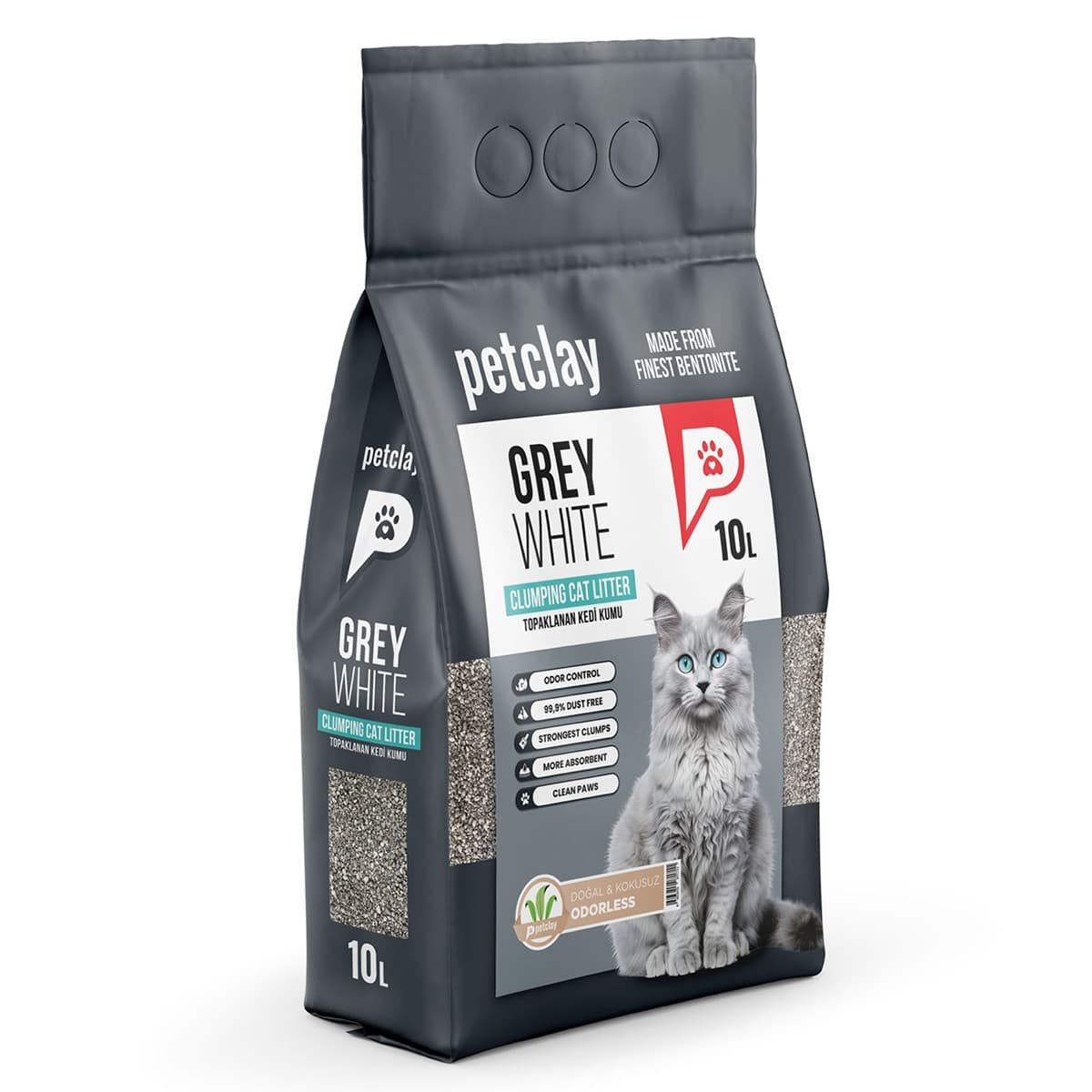 Petclay Άμμος Γάτας White Grey Natural Cylinder 10lt