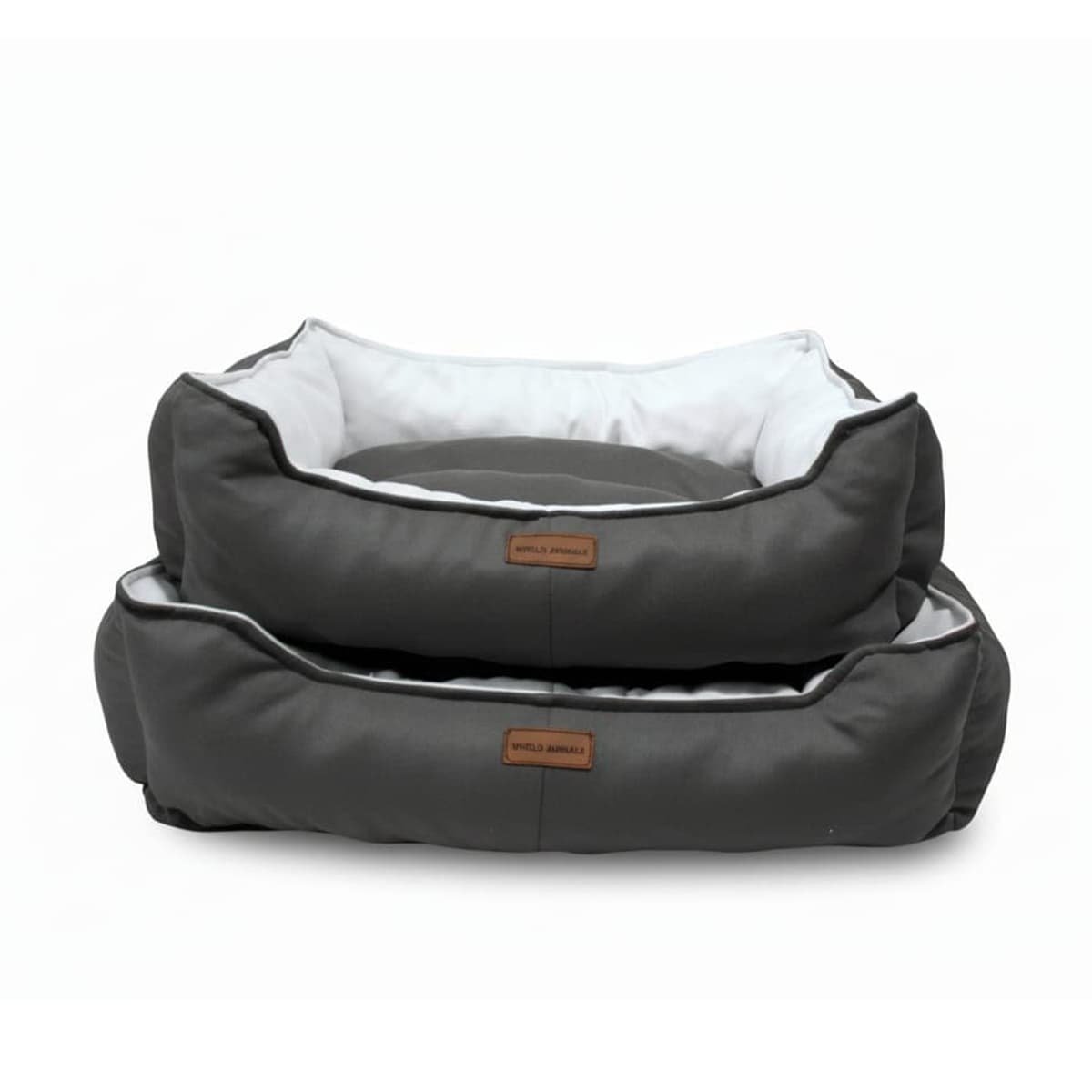 Robert Shop Collection Σετ Κρεβατιών Κατοικιδίων Ορθογώνιο Γκρι-Λευκό 2τμχ