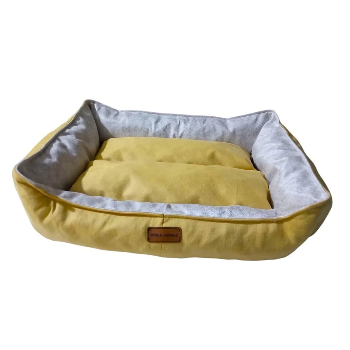 Robert Shop Collection Σετ Κρεβατιών Κατοικιδίων Ορθογώνιο Κίτρινο-Γκρι 2τμχ