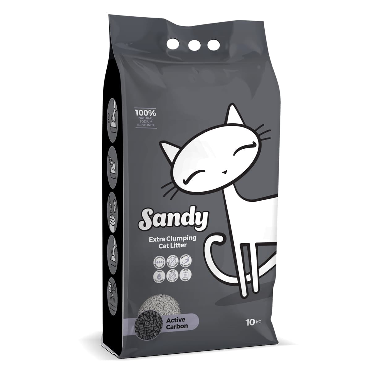 Sandy Extra Clumping 10kg  Άμμος Γάτας Active Carbon