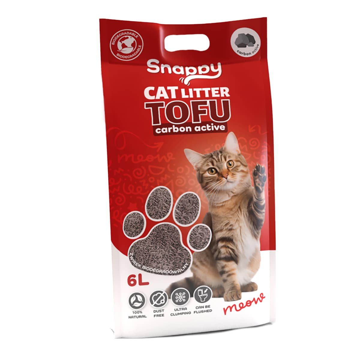 Snappy Βιοδιασπώμενο τόφου 6Lt Άμμος Γάτας ACTIVE CARBON