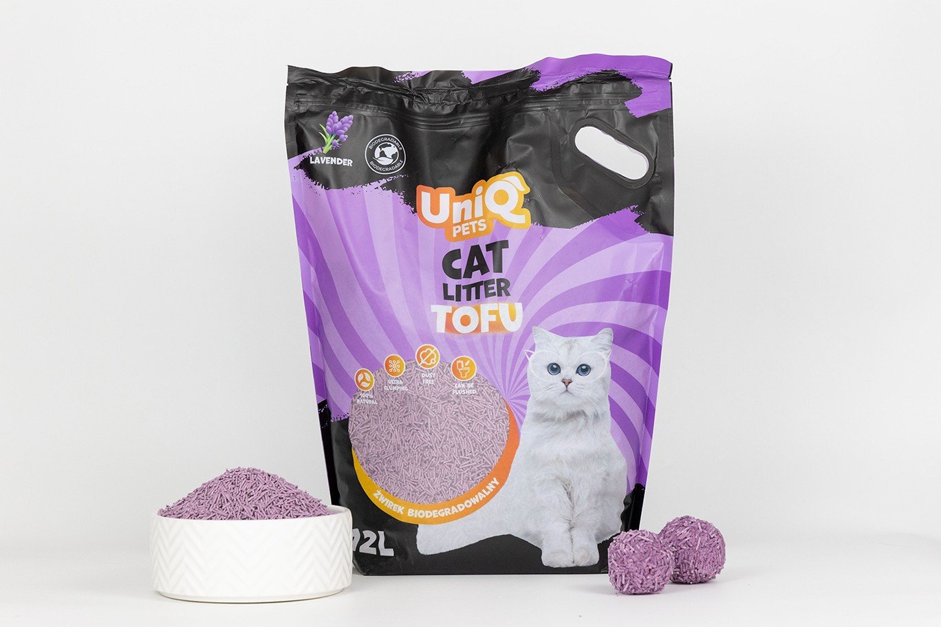 Uniq Βιοδιασπώμενο τόφου 12Lt Άμμος Γάτας LAVENDER
