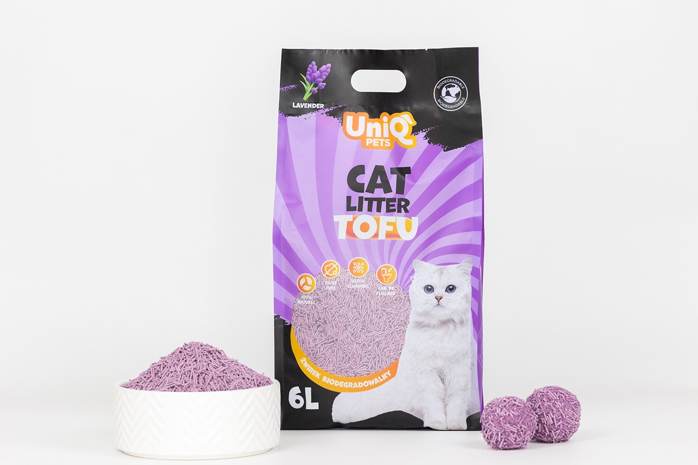 Uniq Βιοδιασπώμενο τόφου 6Lt Άμμος Γάτας LAVENDER