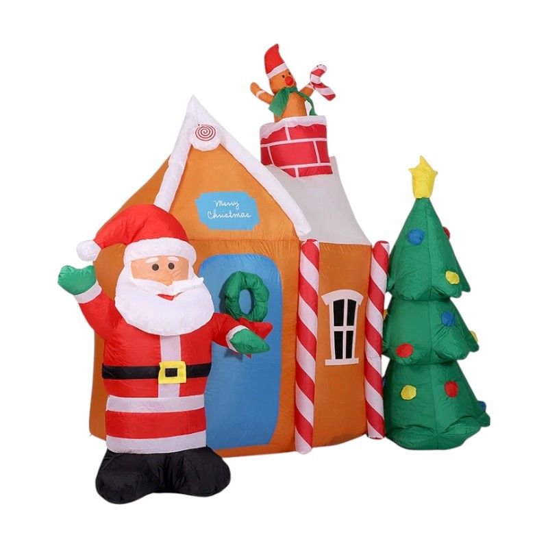 Φουσκωτό διακοσμητικό Σπιτάκι Άγιου Βασίλη με φωτισμό - 1.8m - 817230