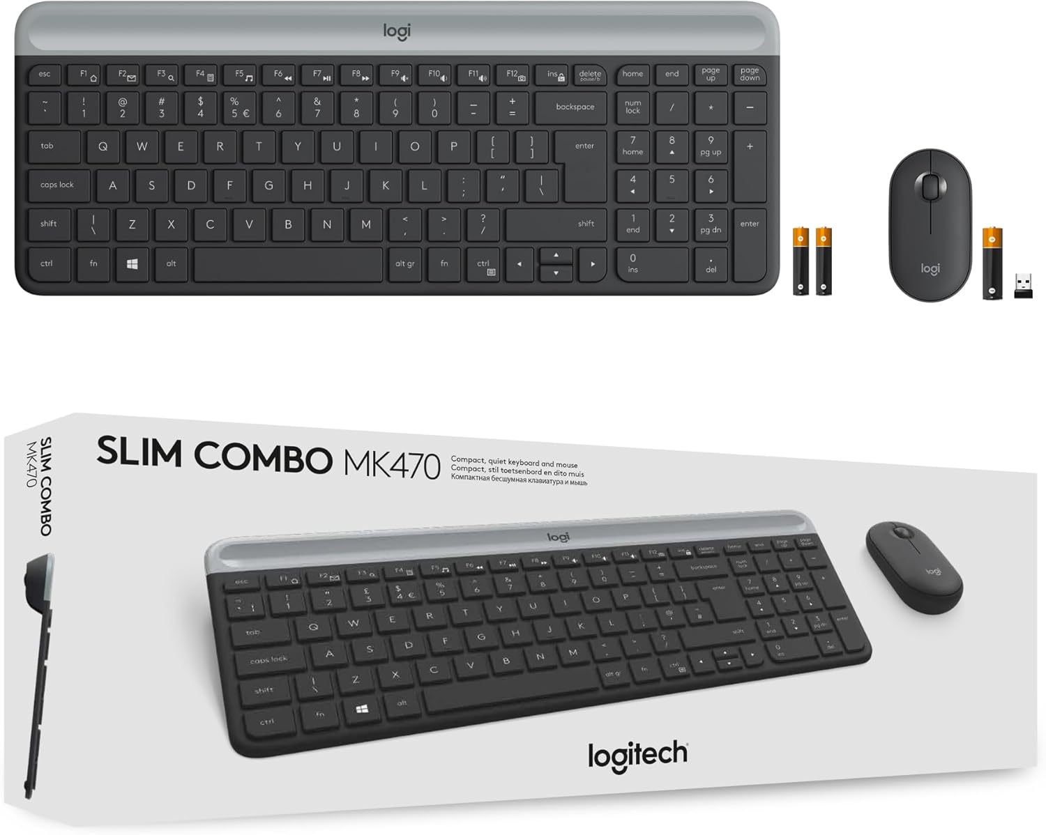 Logitech MK470 - Ασύρματο Σετ Πληκτρολόγιο & Ποντίκι USB - Αγγλικό US - Μαύρο