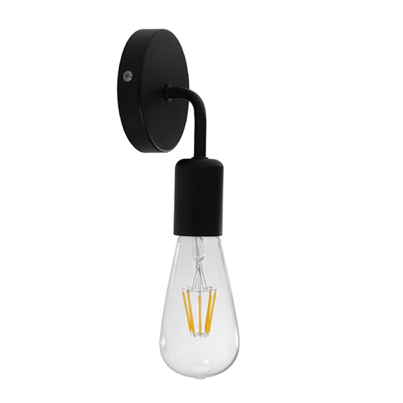 Urban Minimal - Επιτοίχιο Μονόφωτο E27 Μοντέρνο Μέταλλο Μαύρο Minimal - Μ10 x Π7 x Υ16cm