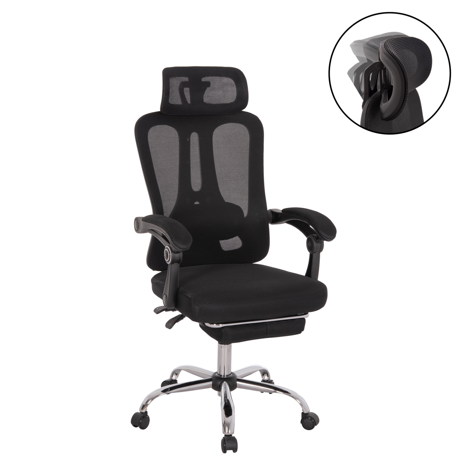 ΚΑΡΕΚΛΑ ΓΡΑΦΕΙΟΥ BARNET HM18258.01 ΜΑΥΡΟ MESH-ΜΑΥΡΟΣ ΣΚΕΛΕΤΟΣ NYLON 61x62x123Υ