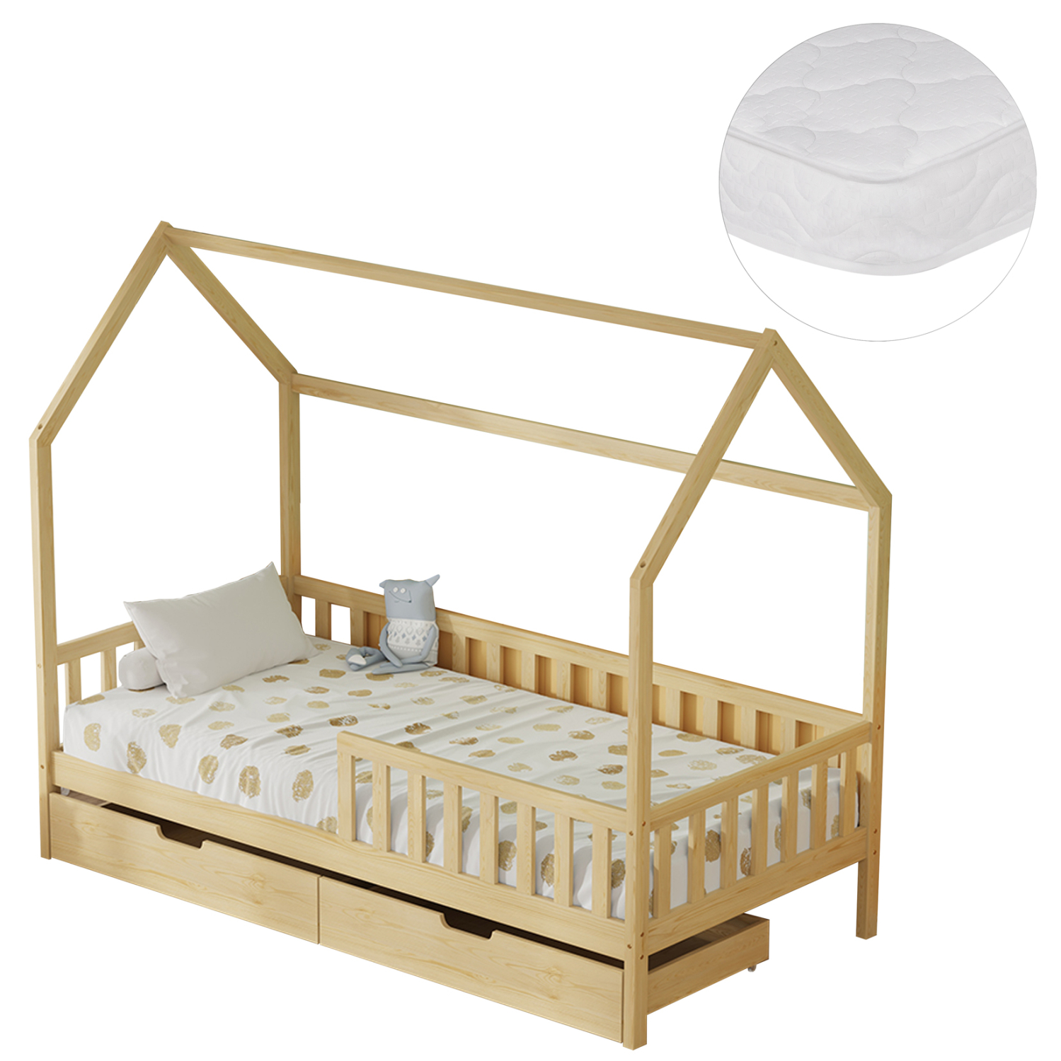 ΚΡΕΒΑΤΙ ΠΑΙΔΙΚΟ ΜΕ ΣΥΡΤΑΡΙΑ PHYLLIS HM21324 ΞΥΛΟ ΠΕΥΚΟΥ ΦΥΣΙΚΟ--ΜΕ ΣΤΡΩΜΑ 90x190εκ