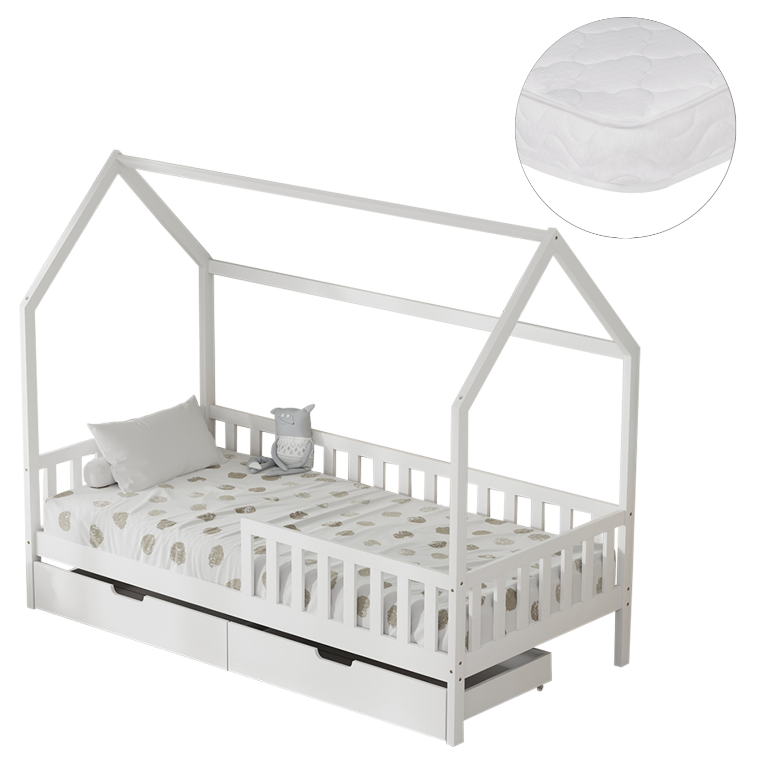 ΚΡΕΒΑΤΙ ΠΑΙΔΙΚΟ ΜΕ ΣΥΡΤΑΡΙΑ PHYLLIS HM21324.01 ΞΥΛΟ ΠΕΥΚΟΥ ΛΕΥΚΟ--ΜΕ ΣΤΡΩΜΑ 90x190εκ