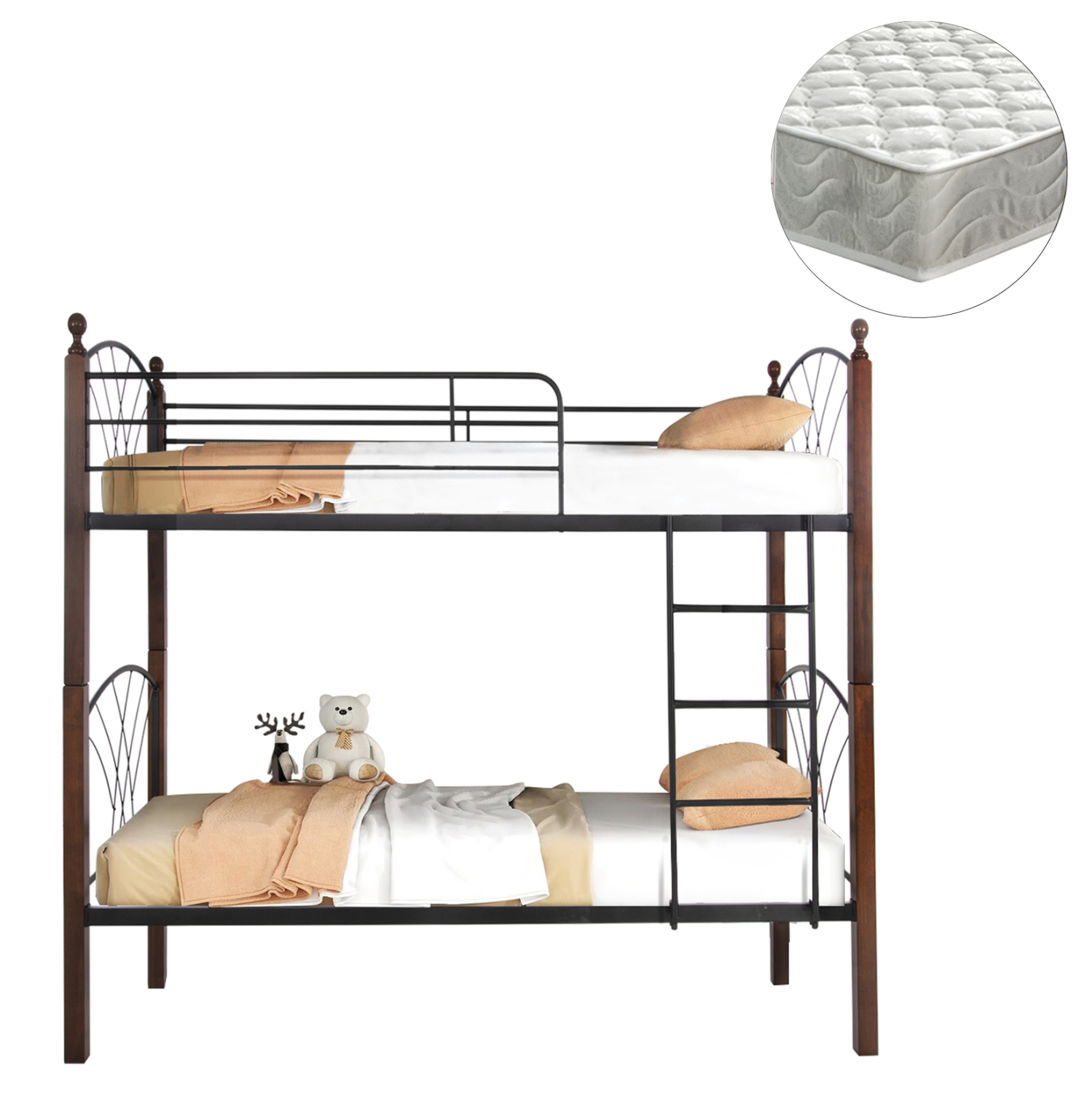 ΚΟΥΚΕΤΑ ΜΕ ΣΤΡΩΜΑΤΑ STOREY HM21334 ΜΕΤΑΛΛΟ & ΞΥΛΟ RUBBERWOOD–ΓΙΑ ΣΤΡΩΜΑΤΑ 90×190εκ.